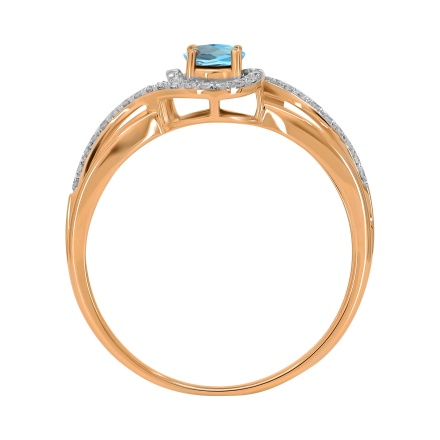 'Fusion of Emotions' Blue Topaz and Diamond Ring. Hypoallergenic 585 Rose Gold, Rhodium Detailing. View 4