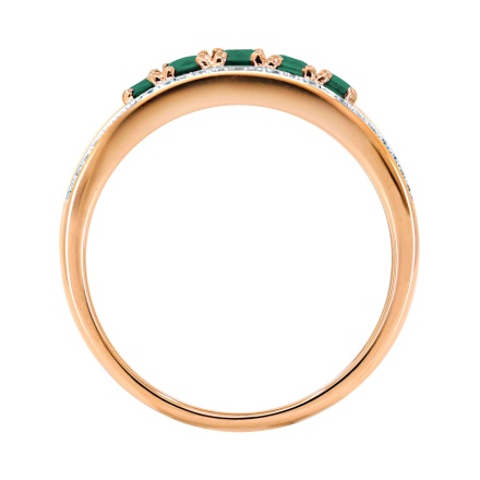 Diamond Edges with Emerald Center Row Ring. Angle 4