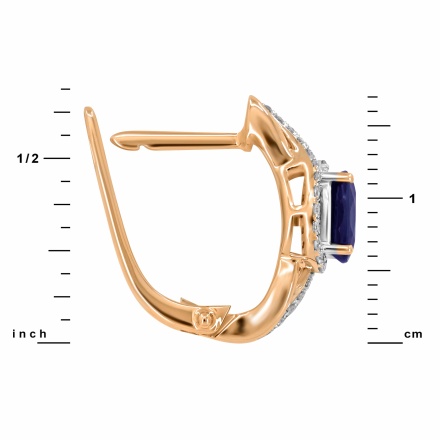 'Fusion of Emotions' Sapphire and Diamond Earrings in 585 Rose Gold, Height 17mm