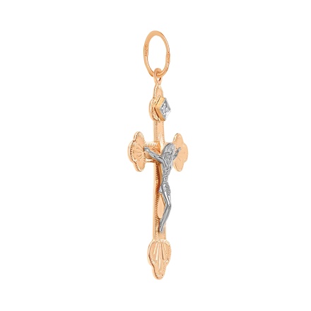 Diamond Orthodox Cross 'Virgin Mary's Tear' for Her or Him. Angle 2