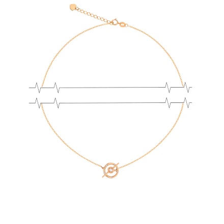 Diamond Circle-n-Bar Rose Gold Necklace. Adjustable 45cm to 50cm. 14kt (585) Rose Gold