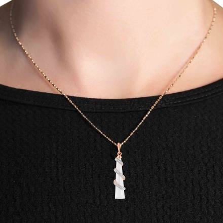 White Onyx Cone Pendant on Lady's Neck