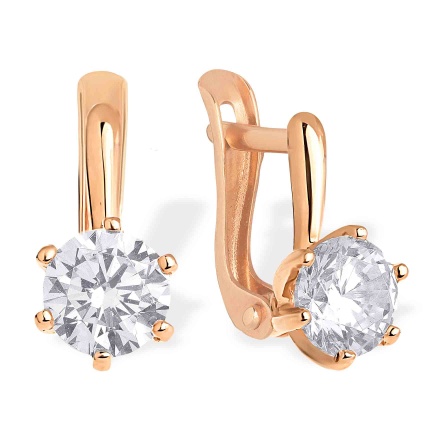 5mm CZ Solitaire Children's Earrings. Certified 585 (14kt) Rose Gold