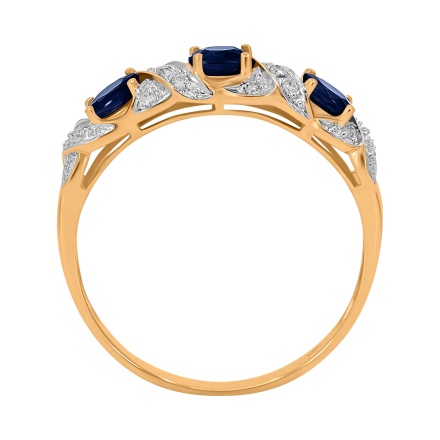 Ring with 10 Diamonds and 3 Oval-cut Sapphires - Angle 4