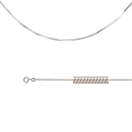 Round Snake-link Chain. Hypoallergenic Solid 925 Silver, Rhodium