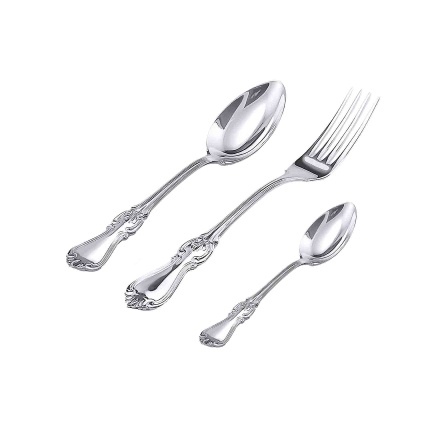 French Style Silver Flatware (Set of 3). Hypoallergenic Antimicrobial 830/999 Silver