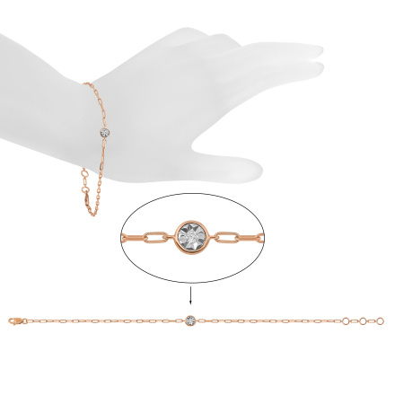 Two-tone Gold Bracelet with Illusion-set Diamond. Tested 585 (14K) Rose and White Gold