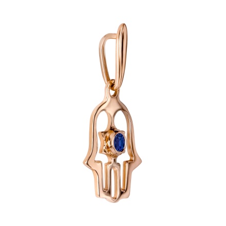 Hamsa Amulet Pendant with Sapphire, Angle 2