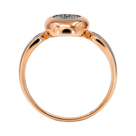 Persimmon-inspired Ring with Diamond Epaulettes. Hypoallergenic 585 Rose Gold, Rhodium Detailing. View 4