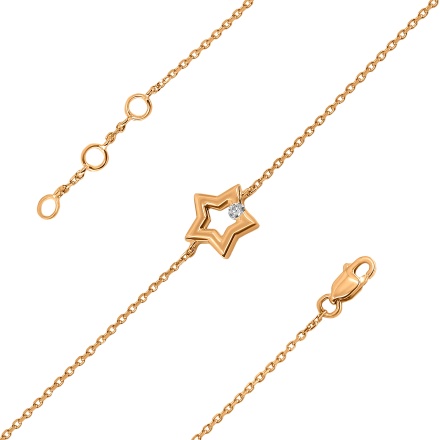 Rose Gold Bracelet Featuring Star Studded with Diamond - Collage 2