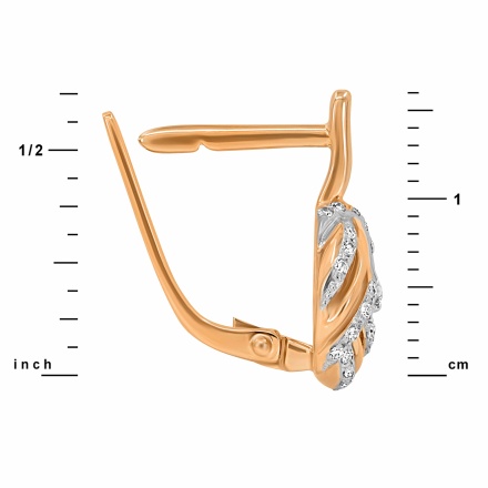 Basketweave Design Earrings Featuring 66 Diamonds, 16mm in Height