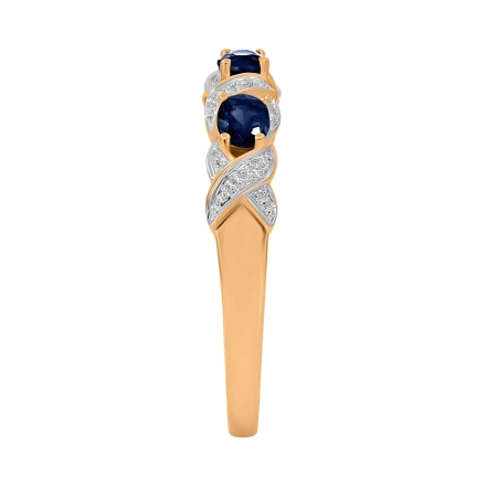 Ring with 10 Diamonds and 3 Oval-cut Sapphires - Angle 3