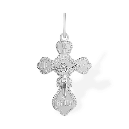 'The Purity of Soul' Orthodox Cross for Children. Certified 585 (14kt) White Gold, Rhodium Finish