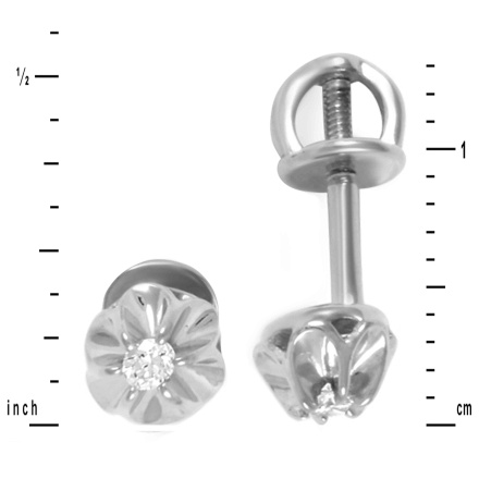 Rosebud Stud Earrings with Diamond Solitaires. View 2