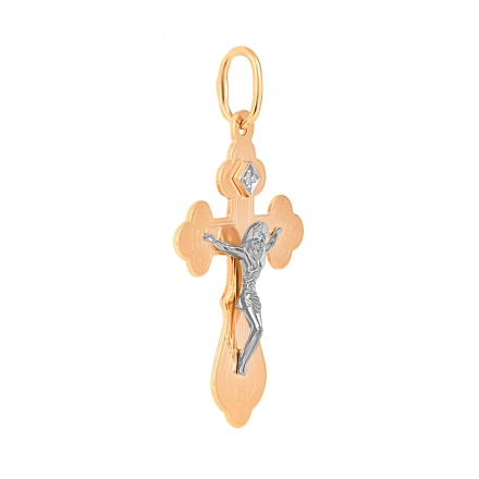 Diamond Orthodox Crucifix Pendant. View 2