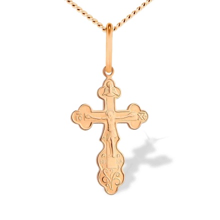 'Dove Bird' Orthodox Christening Cross. Certified 585 (14kt) Rose Gold