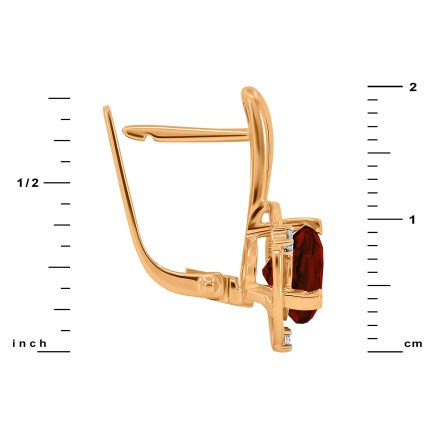 20mm High Earrings Featuring 2 Garnets and 6 Diamonds