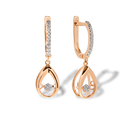 Estate Diamond Jewelry Dancing Diamonds Earrings Golden Flamingo Dancing Diamonds Drop Earrings