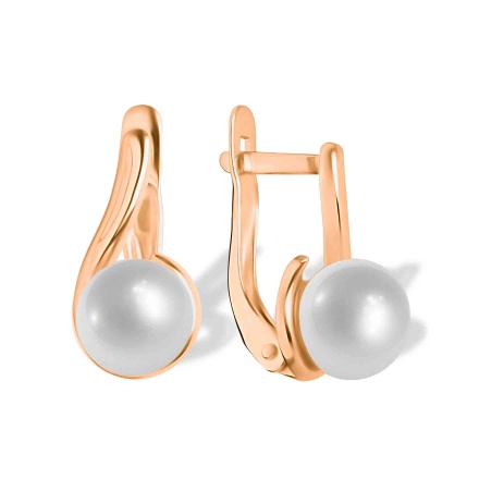 Pearl Leverback Earrings. Certified 585 (14kt) Rose Gold