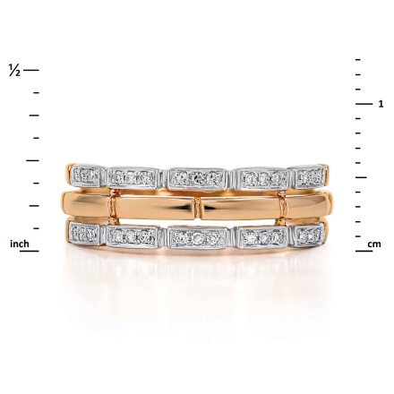 Diamond Trendsetting Ring. Hypoallergenic Cadmium-free 585 (14K) Rose Gold. View 2