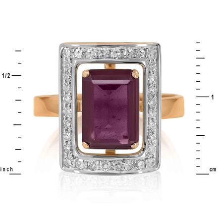 Noble Rhodolite Garnet and Diamond Ring: Angle 2