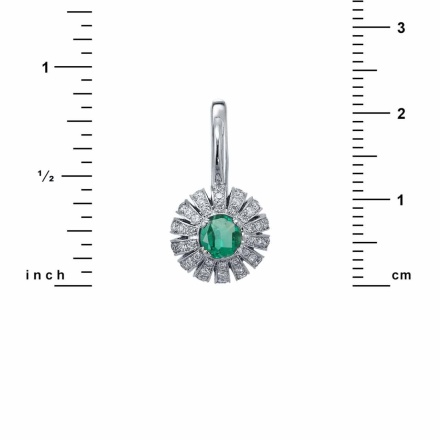 Height of Oriental Motif Leverback Earrings with Emeralds and Diamonds