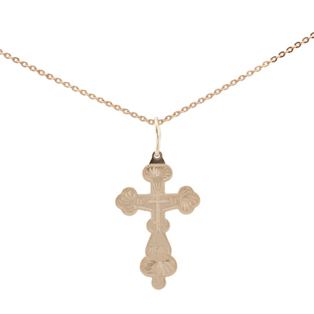 Unisex Orthodox Cross Pendant. Certified 585 (14kt) Rose Gold