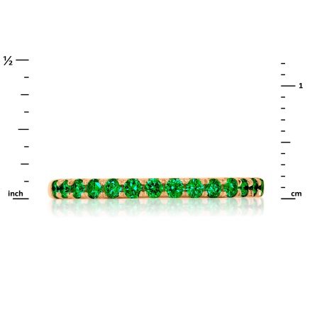 Ring Featuring 14 Round Emeralds. Hypoallergenic Cadmium-free 585 (14K) Rose Gold. View 2