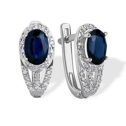 High-impact Sapphire and Diamond Earrings. 585 (14kt) White Gold