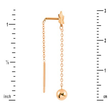 Length of Faceted Gold Star and Drop Ball Threader Earrings