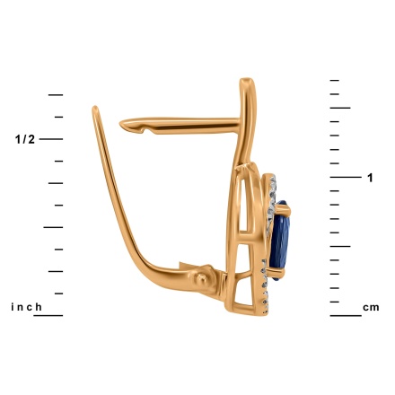 Earrings Featuring 2 Sapphires and 40 Diamonds: Height 17mm