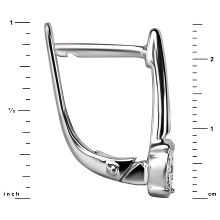 White Gold Arch Earrings with Diamond Clusters, 15mm Height