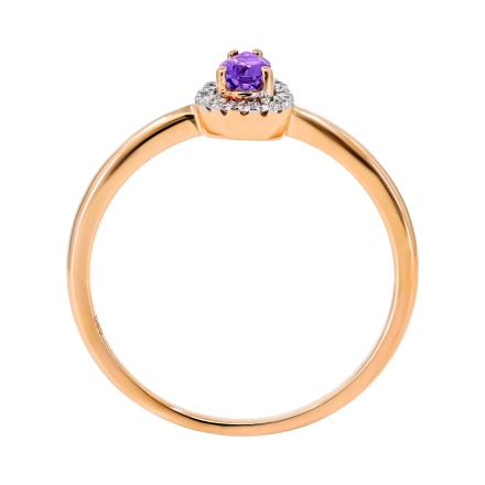 Ring with Pear Amethyst in Free-form Diamond Halo - Angle 4