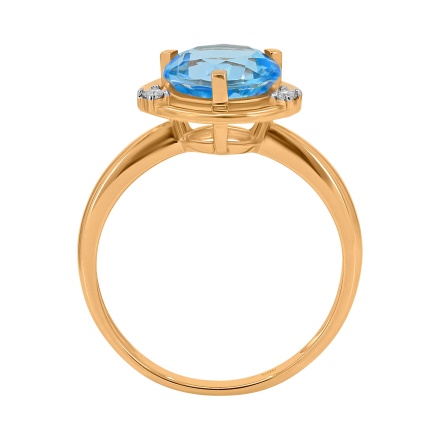 Ring Featuring Blue Topaz and 3 Diamonds - Angle 4