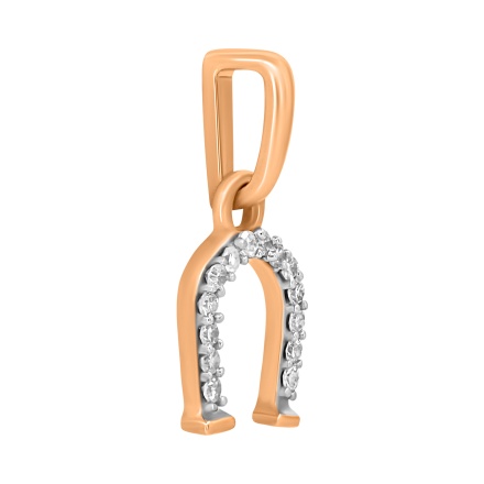Rose Gold Horseshoe Pendant with Diamonds. Hypoallergenic Cadmium-free 585 (14K) Rose Gold. View 2
