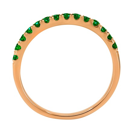 Ring Featuring 14 Round Emeralds. Hypoallergenic Cadmium-free 585 (14K) Rose Gold. View 4