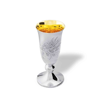 Vodka Silver Stem Shot Glass with Matte Finish. Hypoallergenic 925 Silver, 999 Gold Plating