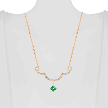 Emerald and Diamond Convertible Rose Gold Necklace. View 5