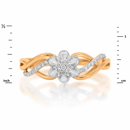 Ring Featuring 25 Diamonds. Tested 585 (14K) Rose and White Gold. View 2