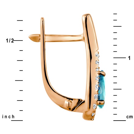 Old World Style Blue Topaz and Diamond Earrings, Height 17mm