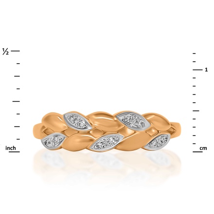 Ring Featuring 10 Diamonds. Hypoallergenic 585 Rose Gold, Rhodium Detailing. View 2