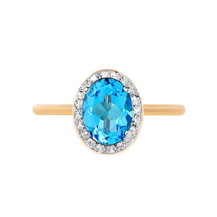 Blue topaz and diamond hypoallergenic ring. View 2