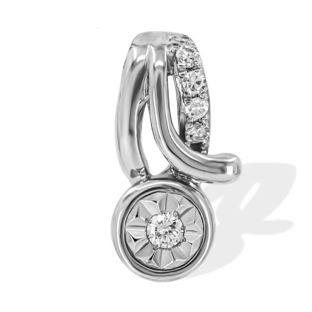 Daydream Pendant in White Gold with 6 Diamonds. Tested 585 (14K) White Gold, Rhodium Finish