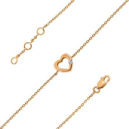 Rose Gold Bracelet Featuring Heart Studded with Diamond - Collage 2