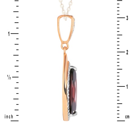 Marquise-shaped Garnet Pendant. 'Empress' Series, 585 Rose Gold. View 3