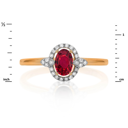 Ruby and Diamond Ring with Nostalgic Motif - Angle 2