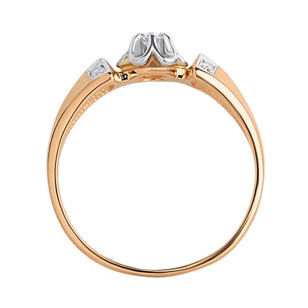 Diamond prismatic ring in rose and white gold. View 3