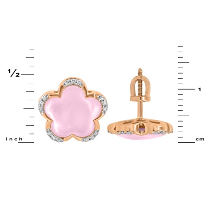 Size of Flora-inspired Pink Nacre and Diamond Studs