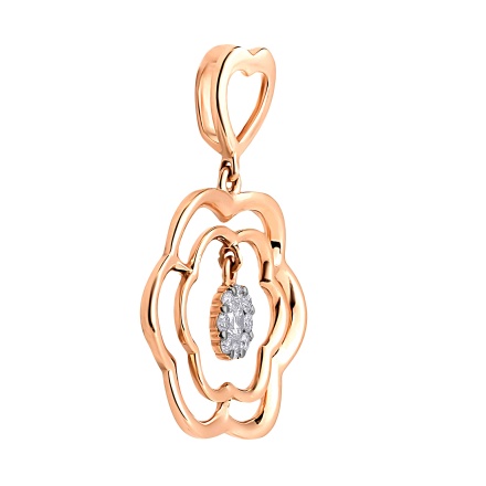 Diamond Pendant with Botanical Motifs. View 2