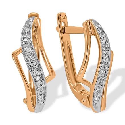 Ultimate Earrings Featuring 16 Diamonds. Hypoallergenic 585 Rose Gold, Rhodium Detailing